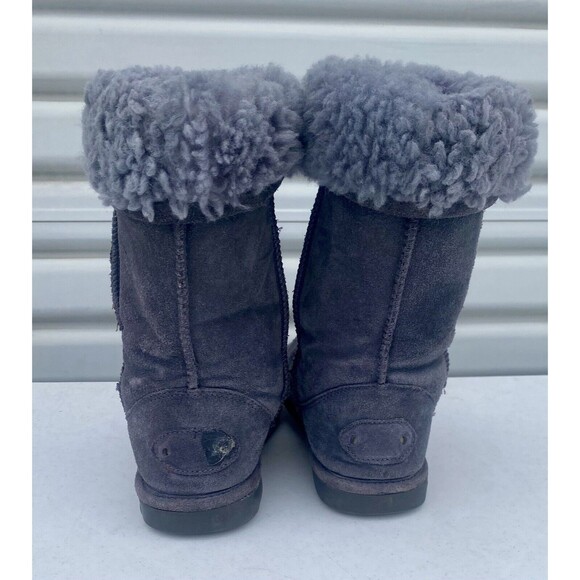 BEARPAW Tall Woman’s Size 8 Gray Suede Upper Sheepskin Wool Lined Boots Slip-On - Picture 8 of 16
